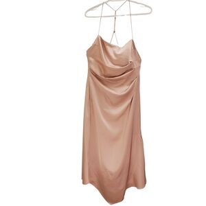 Significant Other Satin Midi Dress Criss Cross Back Blush Pink US 8